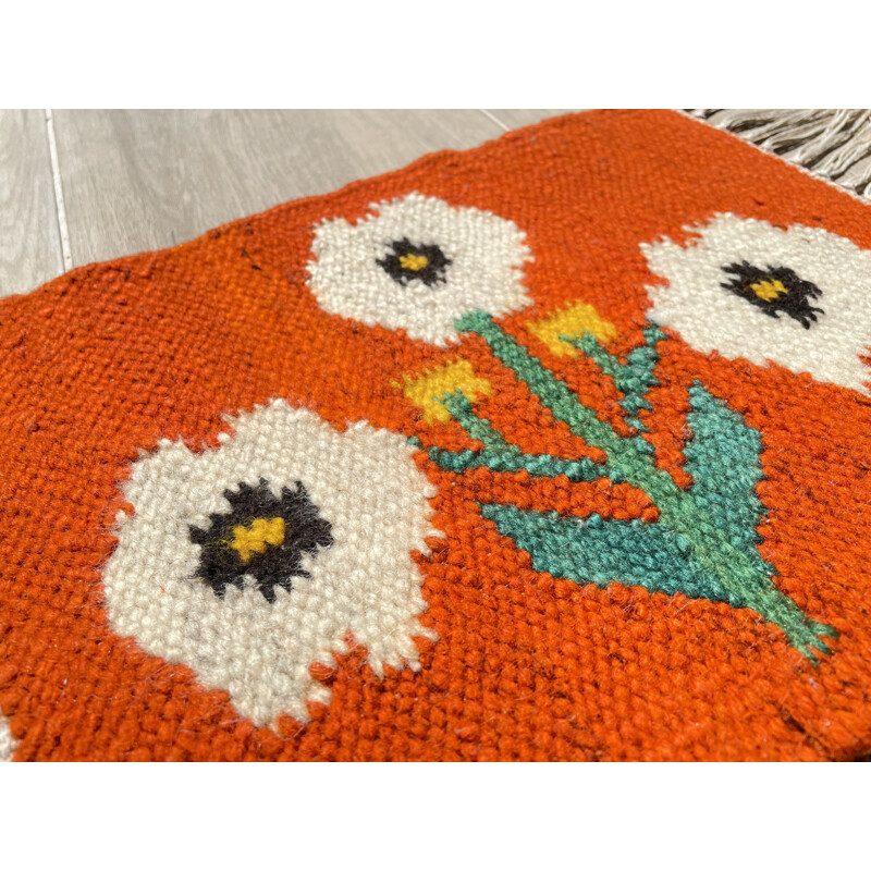 Vintage rolakan wool carpet with tulip design, 1970