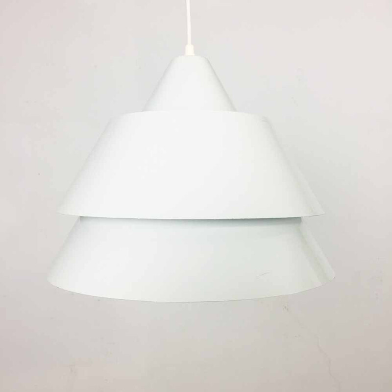 Candeeiro suspenso de metal branco Vintage de Jo Hammerborg para Fog e Morup, 1960