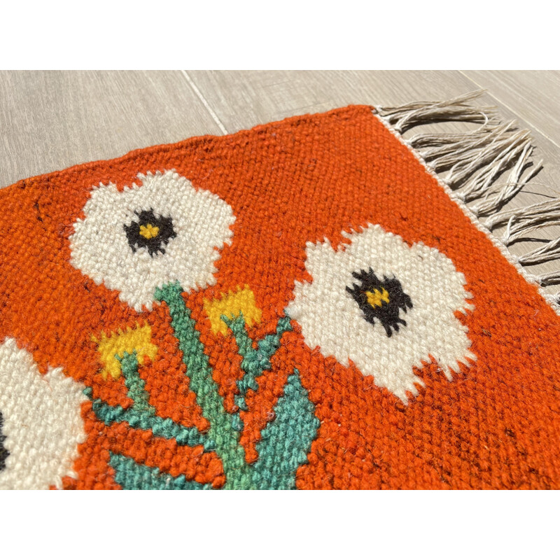 Vintage rolakan wool carpet with tulip design, 1970