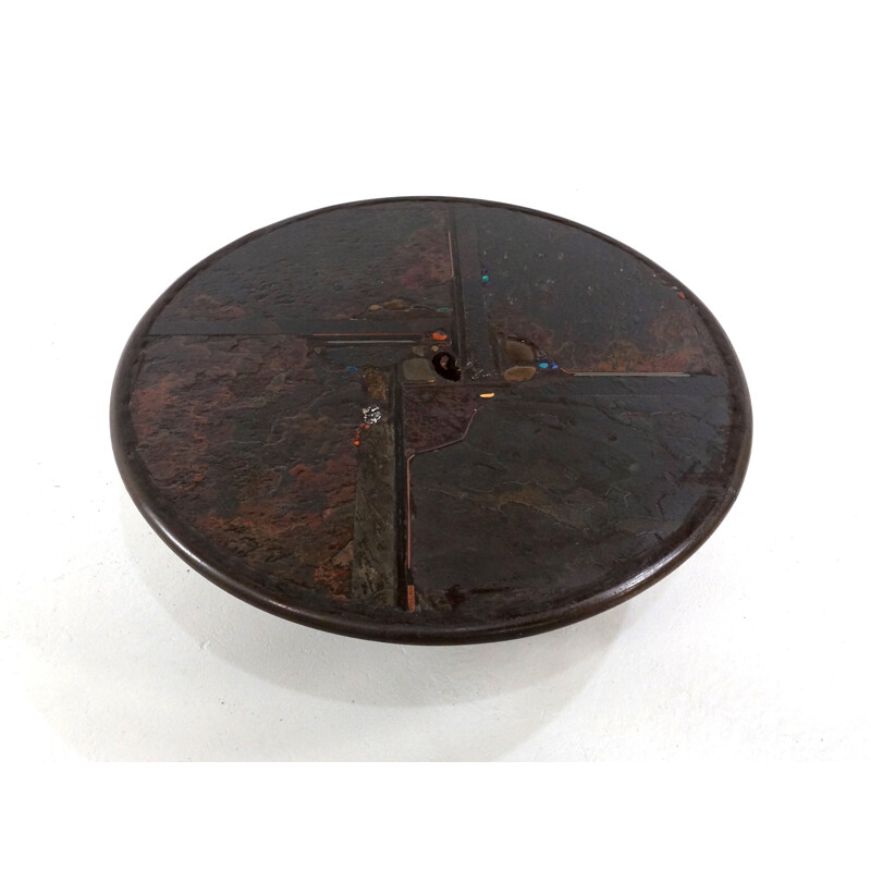 Round coffee table in stone, Paul KINGMA - 1990s