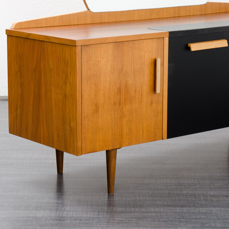 Chest of drawers in walnut with a mirrored - 1950s