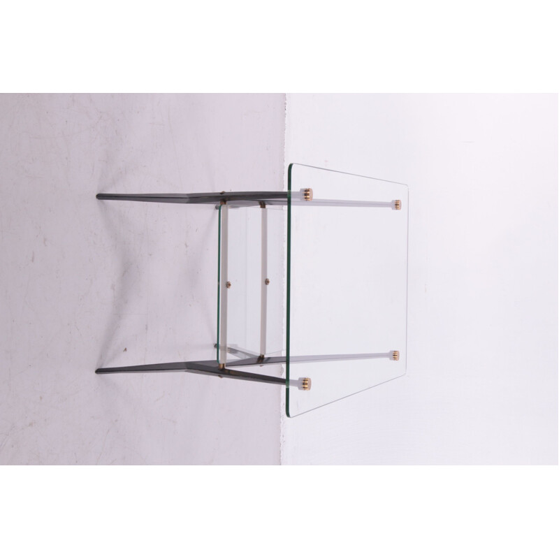 Vintage glass and metal coffee table by Angelo Ostuni, Italy 1950