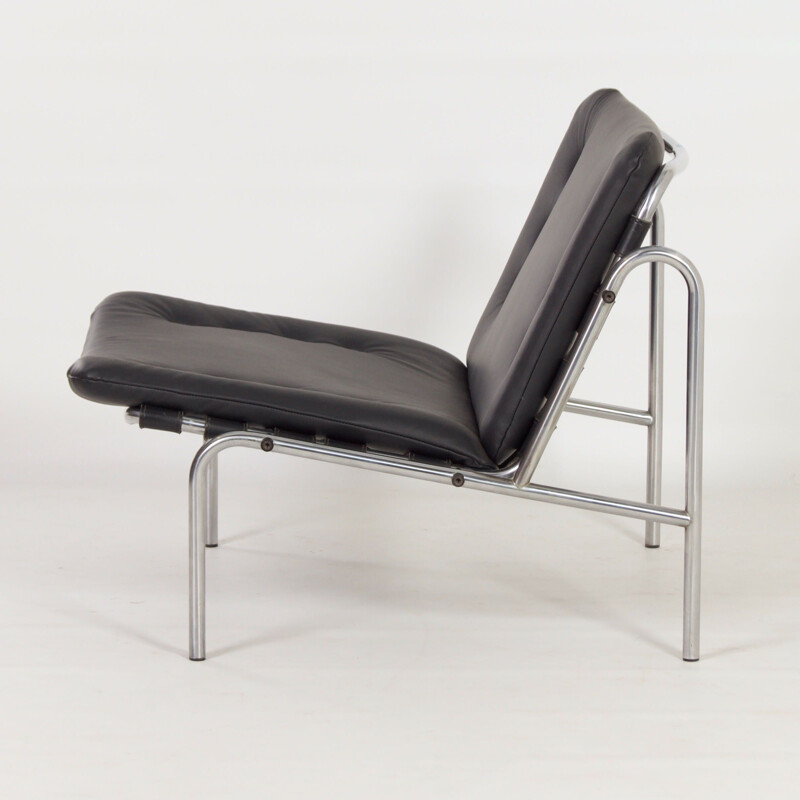 Mid century black leather Osaka armchair by Martin Visser for 't Spectrum, 1960s