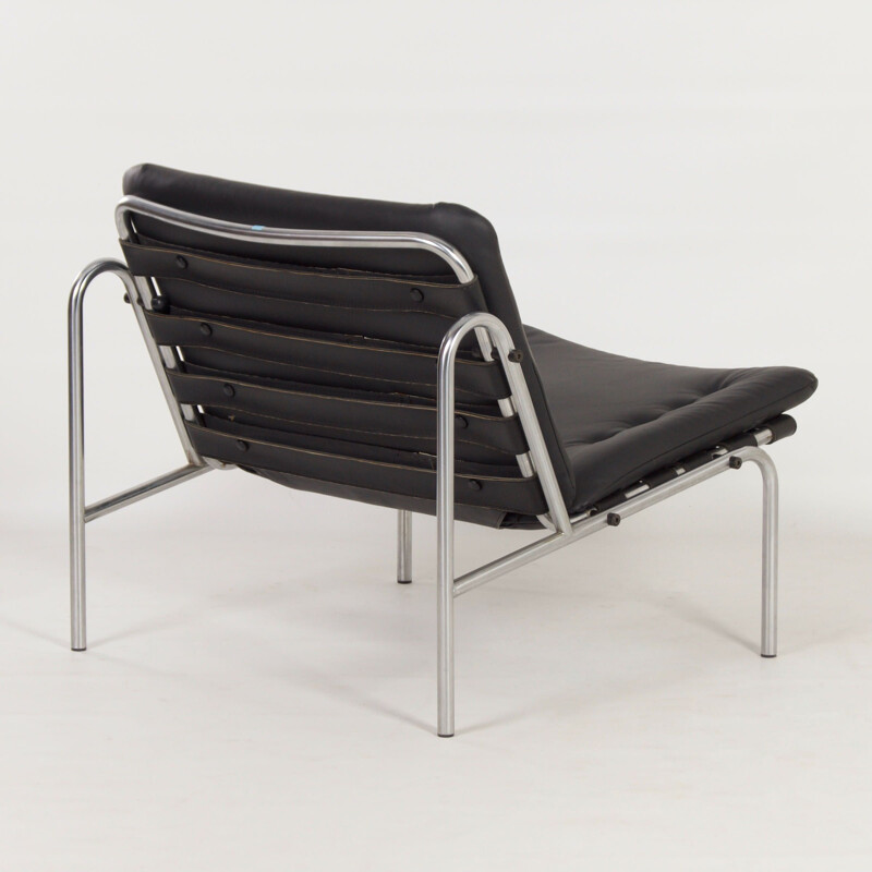 Mid century black leather Osaka armchair by Martin Visser for 't Spectrum, 1960s