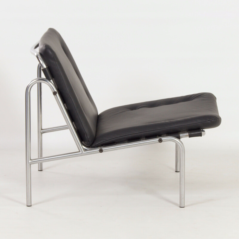 Vintage Osaka fauteuil in zwart leer van Martin Visser voor 't Spectrum, 1960