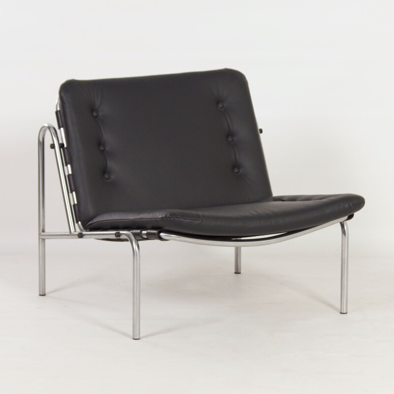 Vintage Osaka fauteuil in zwart leer van Martin Visser voor 't Spectrum, 1960