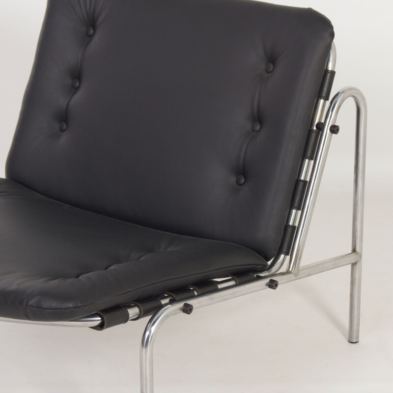 Fauteuil vintage Osaka en cuir noir par Martin Visser pour 't Spectrum, 1960