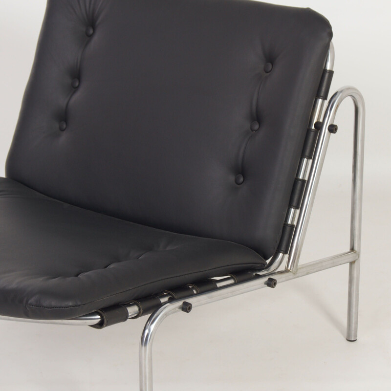 Vintage Osaka Sessel in schwarzem Leder von Martin Visser für 't Spectrum, 1960