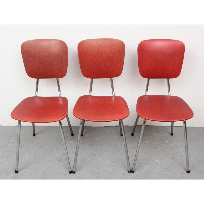 Set of 3 kitchen chairs in plastic - 1950s