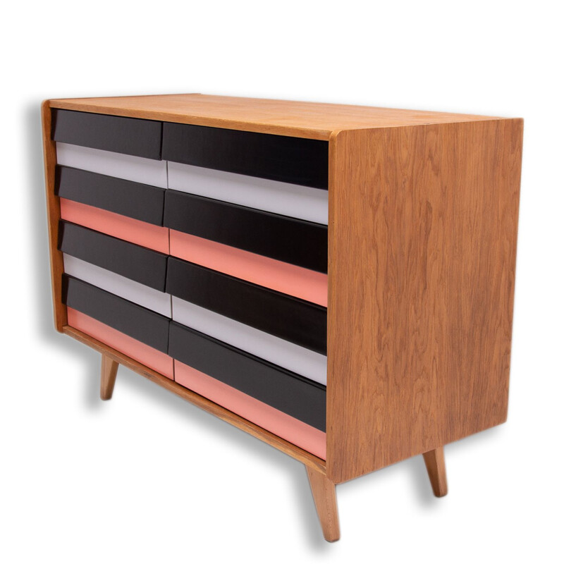 Vintage multicolored chest of drawers No. U-453 by Jiří Jiroutek for Interiér Praha, Czechoslovakia 1960