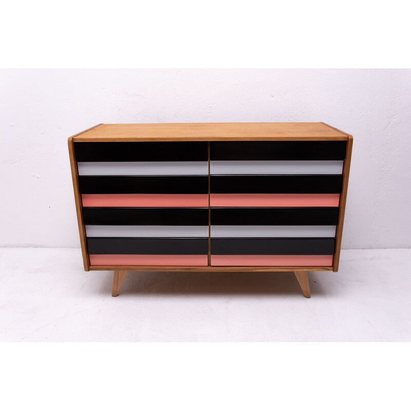 Vintage multicolored chest of drawers No. U-453 by Jiří Jiroutek for Interiér Praha, Czechoslovakia 1960