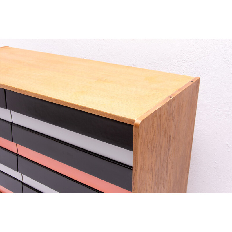 Vintage multicolored chest of drawers No. U-453 by Jiří Jiroutek for Interiér Praha, Czechoslovakia 1960