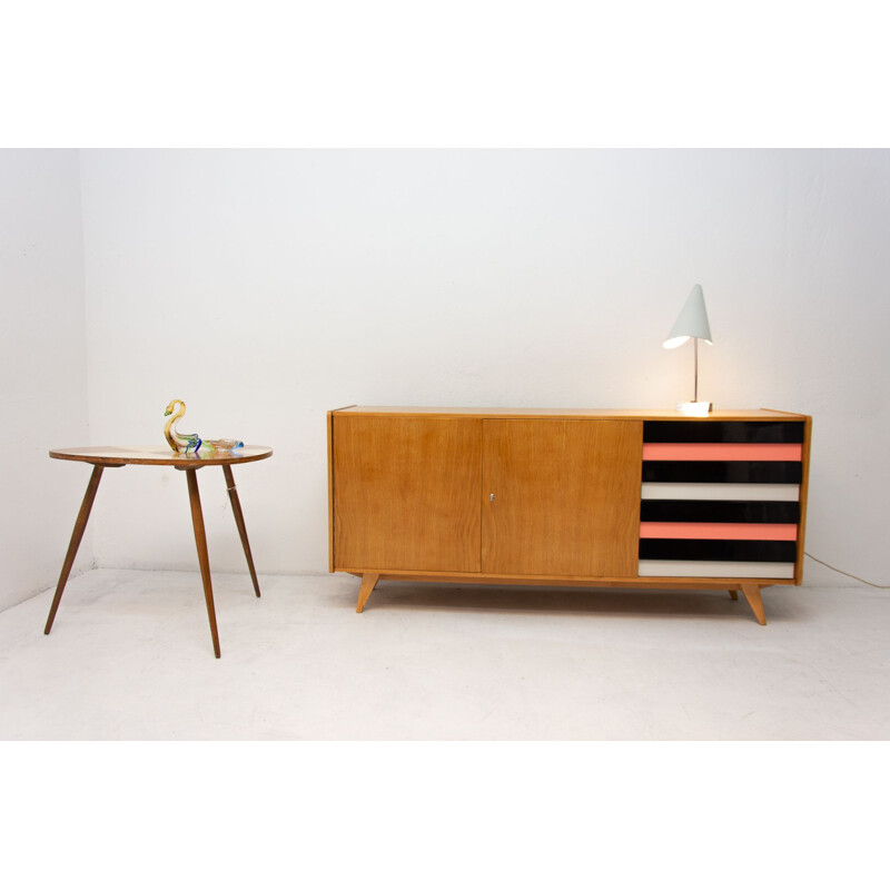 Mid century U-460 beechwood sideboard by Jiří Jiroutek for Interiér Praha, 1960s