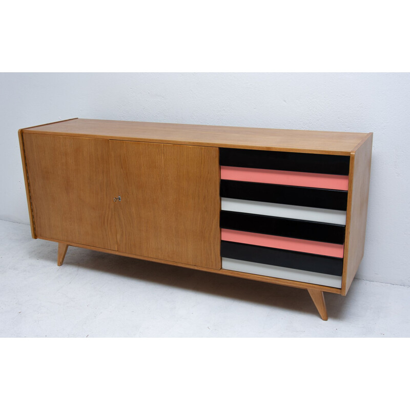 Mid century U-460 beechwood sideboard by Jiří Jiroutek for Interiér Praha, 1960s