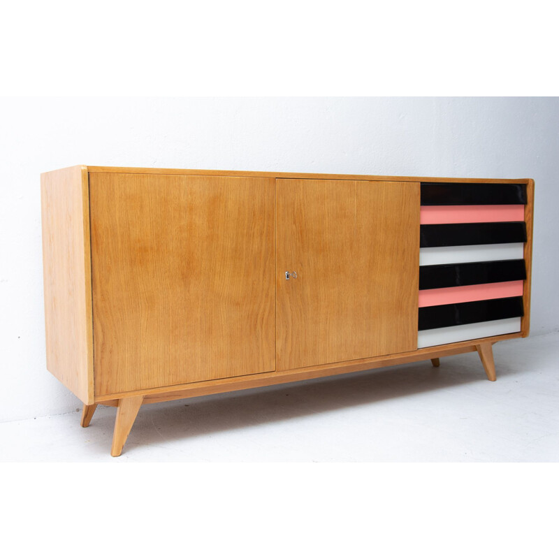 Mid century U-460 beechwood sideboard by Jiří Jiroutek for Interiér Praha, 1960s