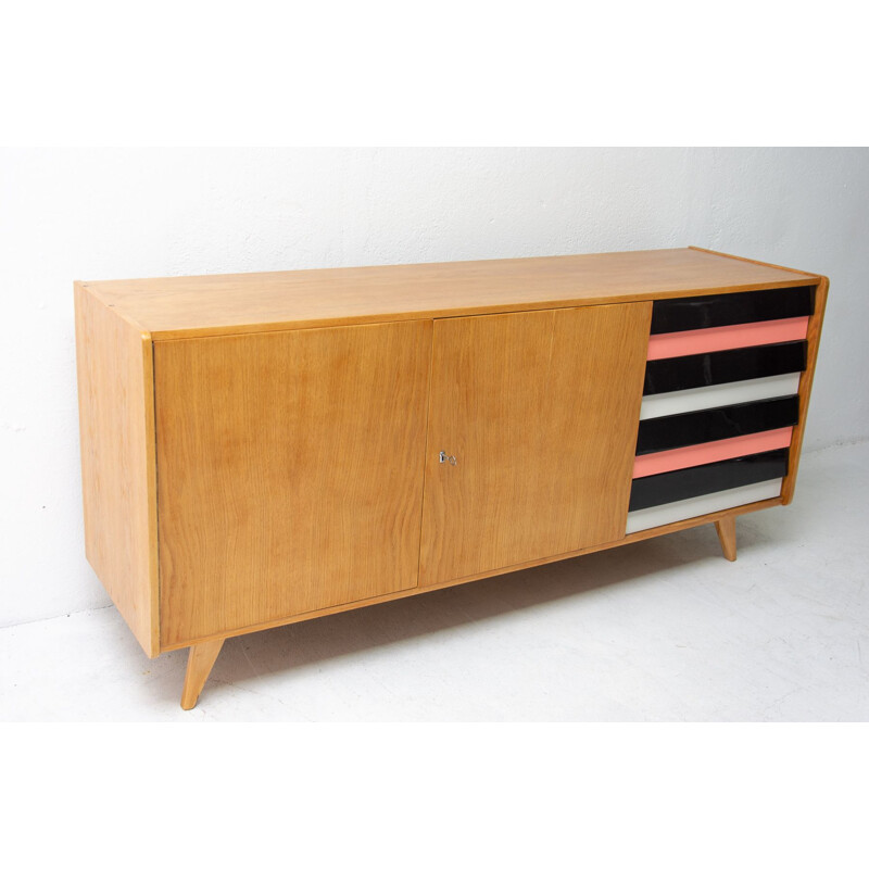 Mid century U-460 beechwood sideboard by Jiří Jiroutek for Interiér Praha, 1960s