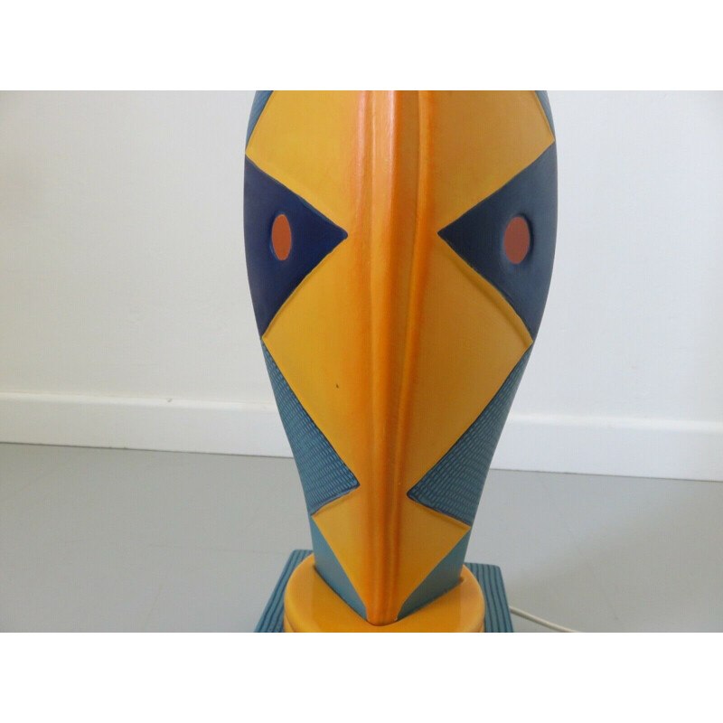 Vintage snake-shaped ceramic floor lamp by François Chatain, 1980