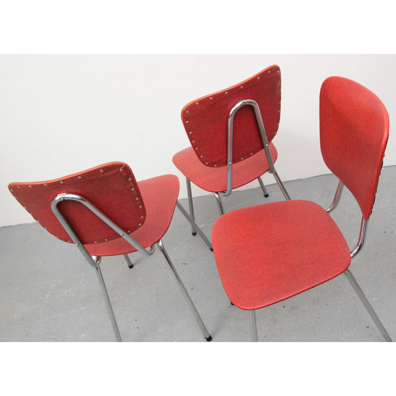 Set of 3 kitchen chairs in plastic - 1950s