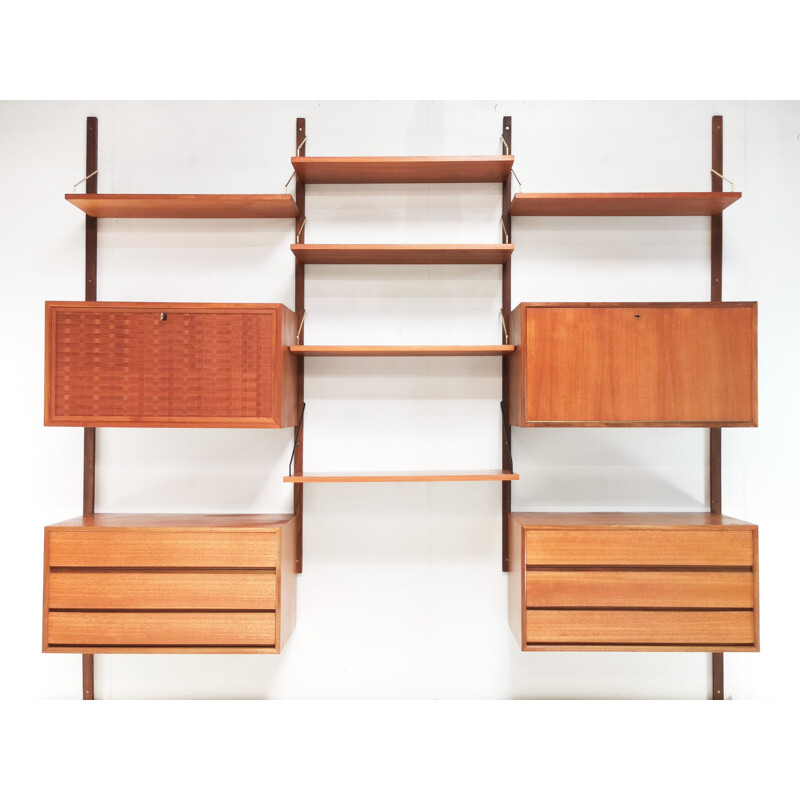 Teak mid century wall unit shelving by Poul Cadovius, Denmark 1960s