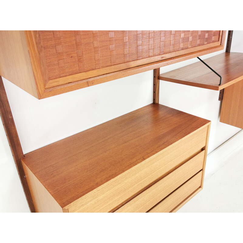 Teak mid century wall unit shelving by Poul Cadovius, Denmark 1960s