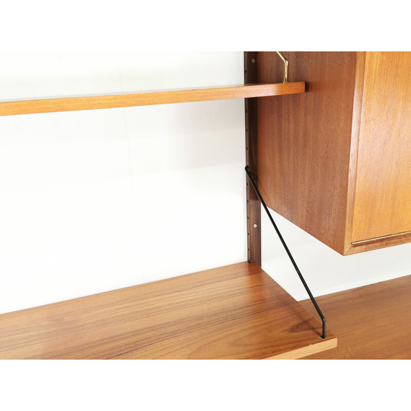 Teak mid century wall unit shelving by Poul Cadovius, Denmark 1960s