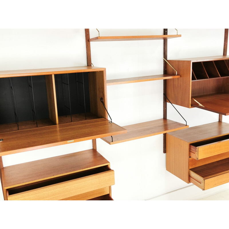 Teak mid century wall unit shelving by Poul Cadovius, Denmark 1960s