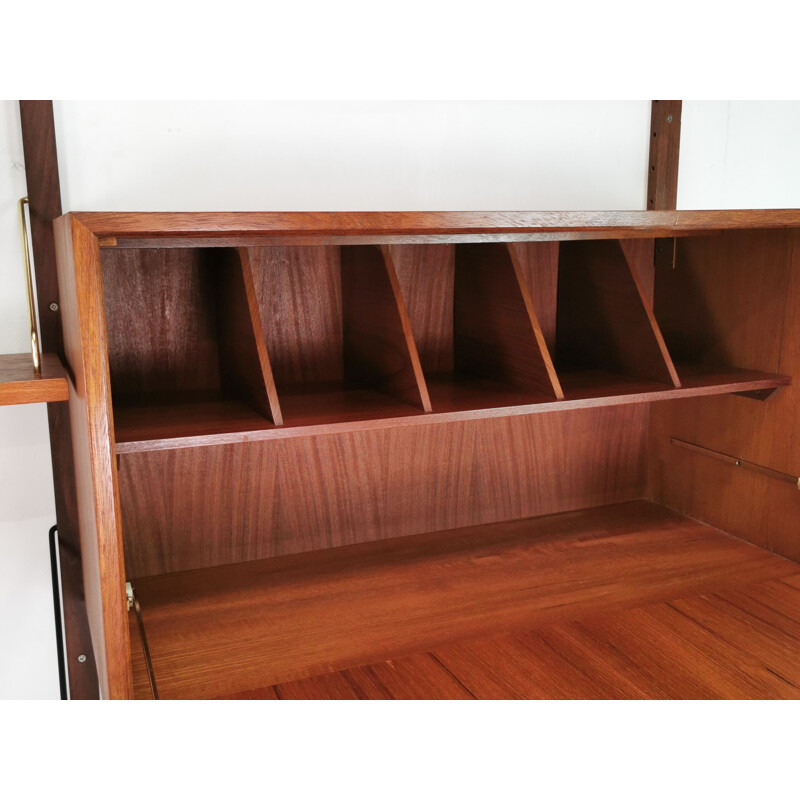 Teak mid century wall unit shelving by Poul Cadovius, Denmark 1960s