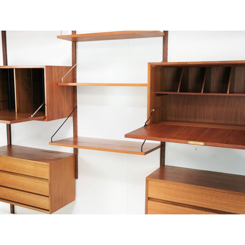 Teak mid century wall unit shelving by Poul Cadovius, Denmark 1960s