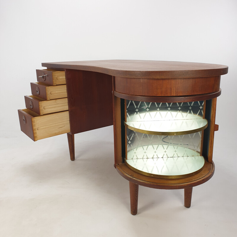 Vintage teakhouten bureau van Kai Kristiansen voor Feldballes Møbelfabrik, Denemarken 1950