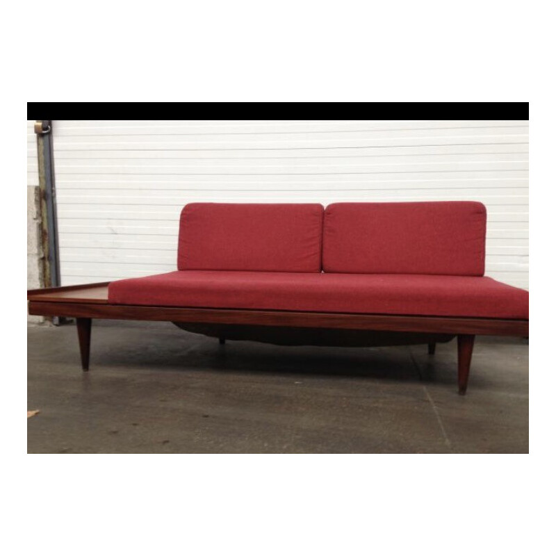 Sofa Daybed in teak and red fabric, Ingmar  RELLING - 1950s