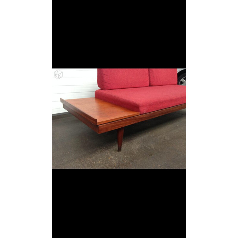 Sofa Daybed in teak and red fabric, Ingmar  RELLING - 1950s