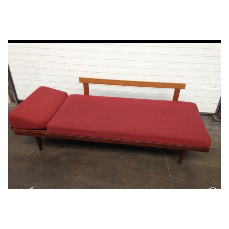 Sofa Daybed in teak and red fabric, Ingmar  RELLING - 1950s