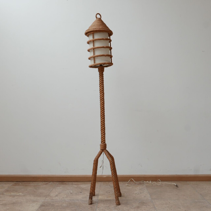 Vintage rope floor lamp by Audoux-Minet, France 1960