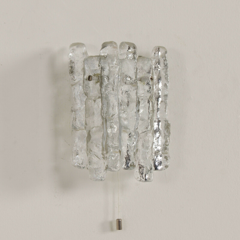 Paire d'appliques vintage en verre glacé givré par J. T. Kalmar pour Kalmar Franken Kg, Autriche 1960