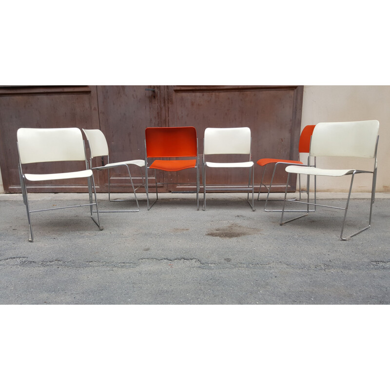 6 vintage chairs model 404 by David Rowland ,1964