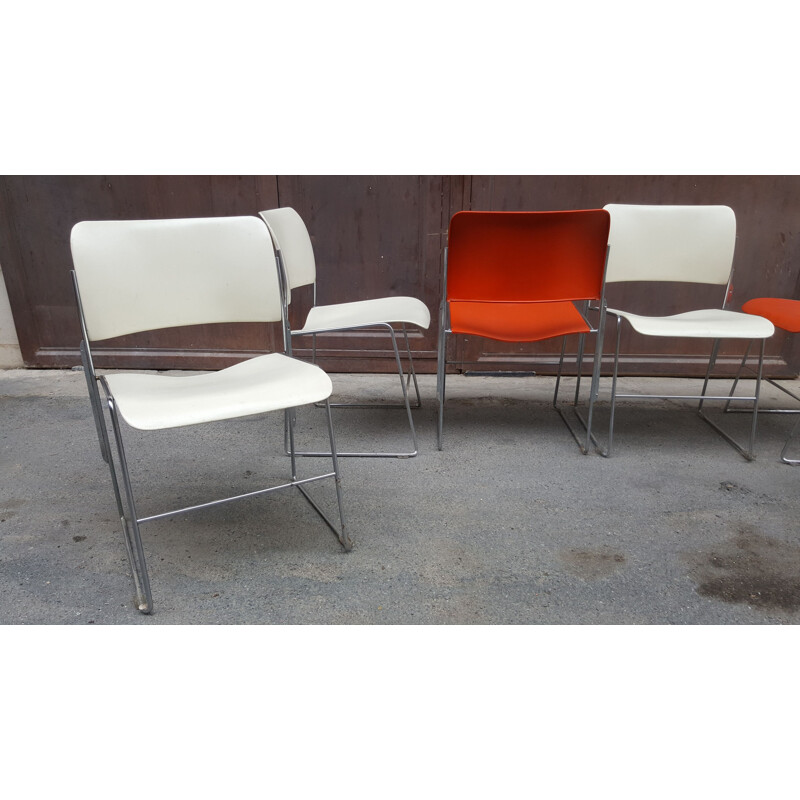 6 chaises vintage model 404 par David Rowland ,1964