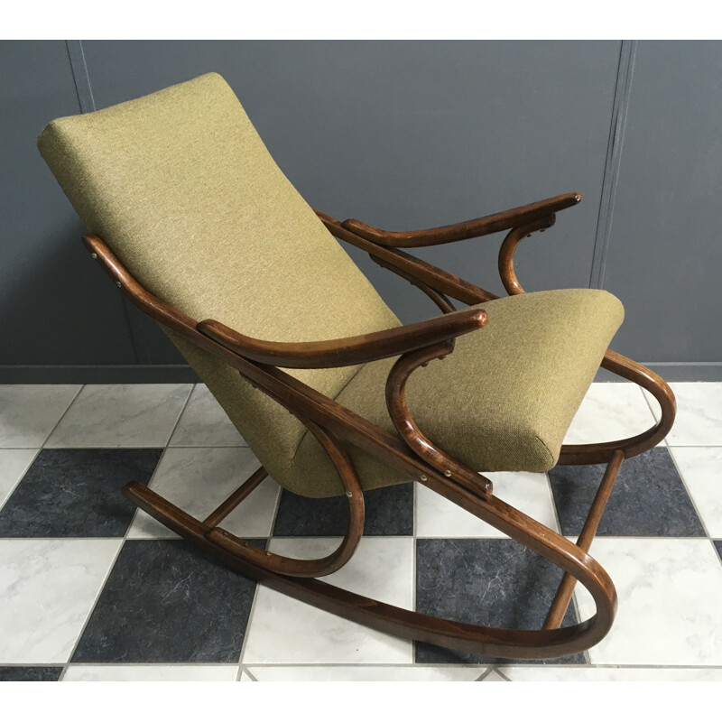 Chaise à bascule vintage par TON Thonet, Tchécoslovaquie 1960