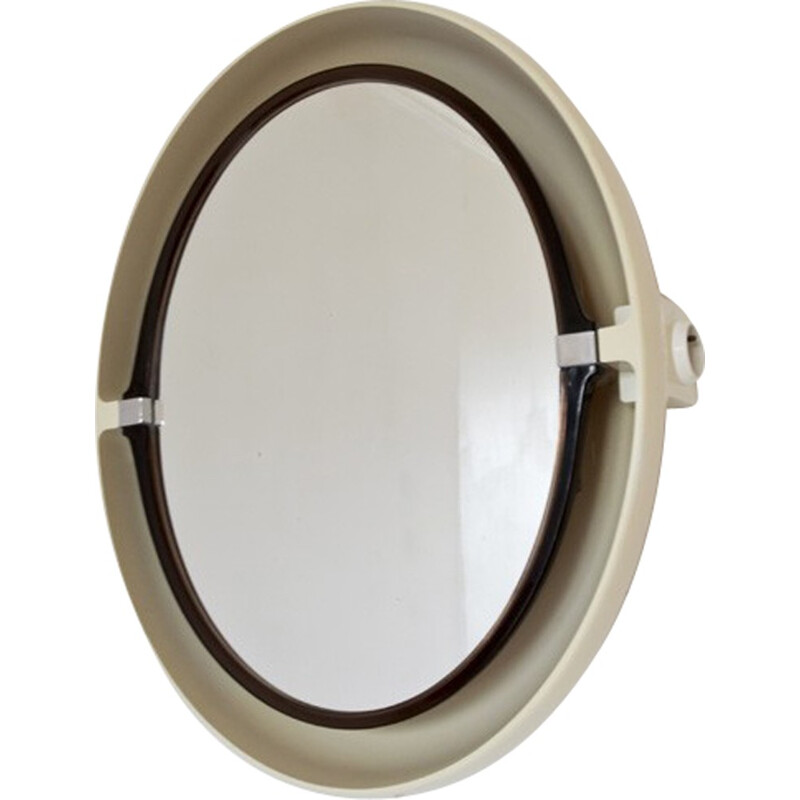 Miroir ovale rétro éclairé beige - 1970