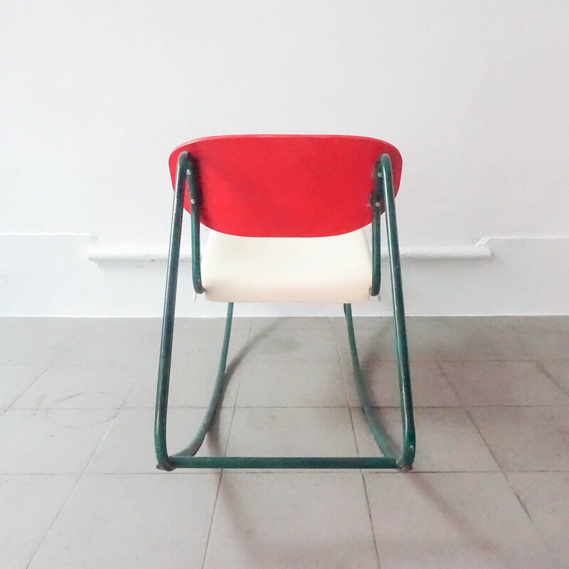 Vintage rocking chair in tubular metal and bentwood, 1960s