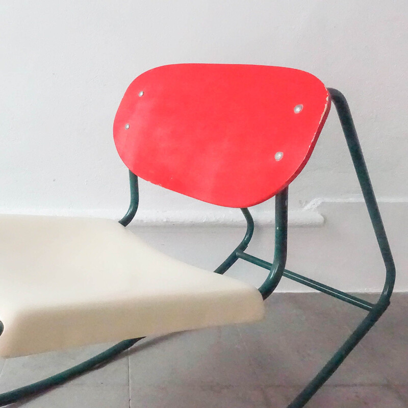 Vintage rocking chair in tubular metal and bentwood, 1960s