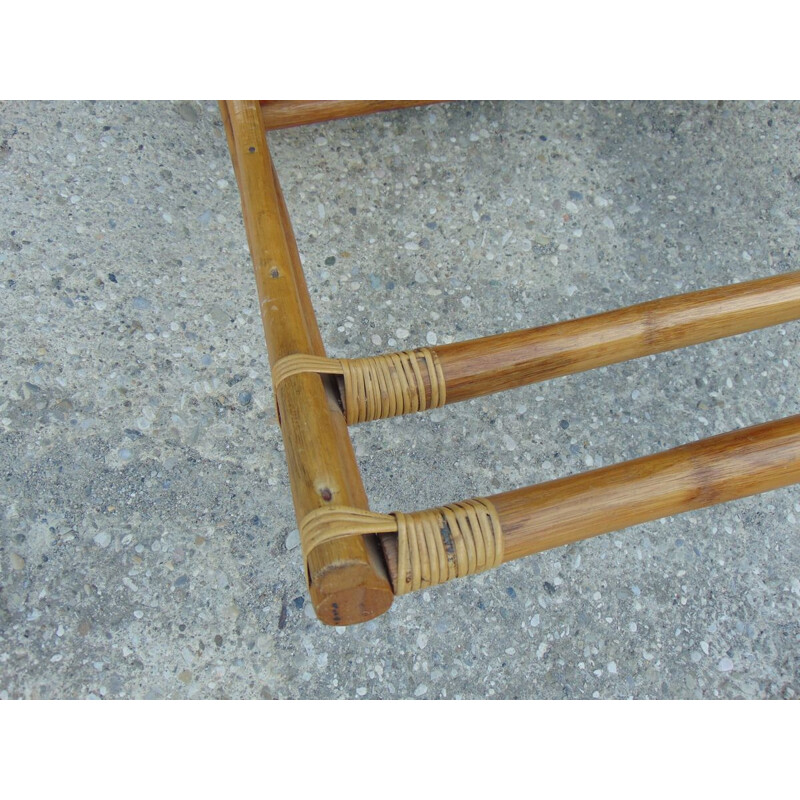 Bamboo and viennese straw vintage rocking chair