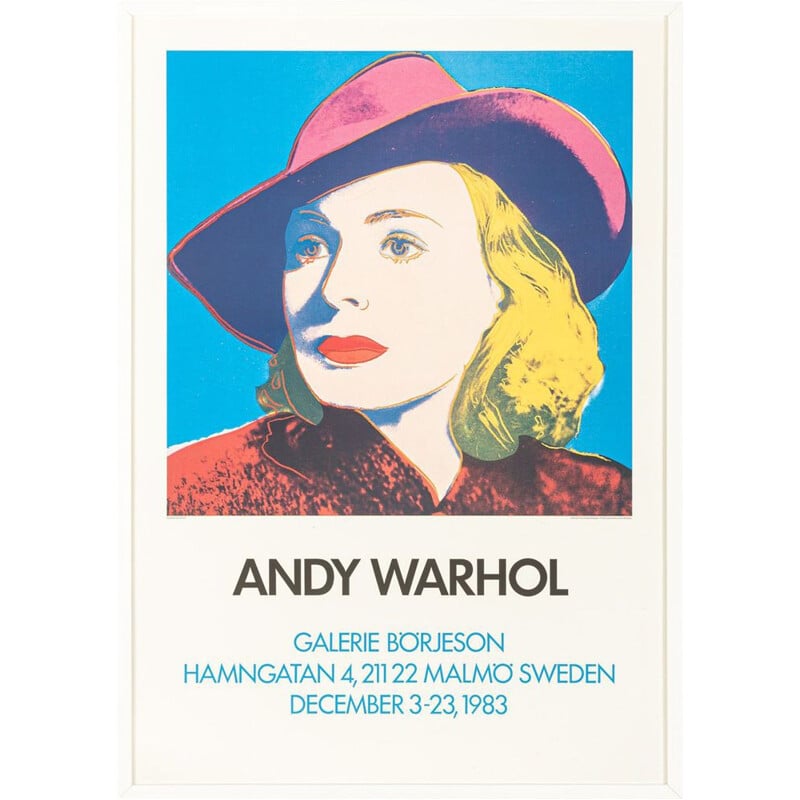 Affiche vintage Ingrid Bergman avec chapeau par Andy Warhol, 1983