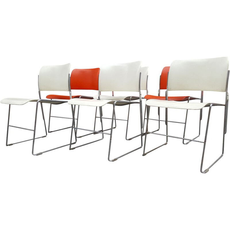 6 vintage chairs model 404 by David Rowland ,1964