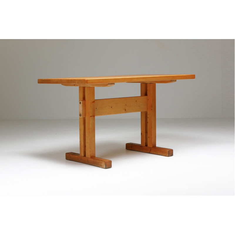 Set of 10 vintage pine tables by Charlotte Perriand, 1960s