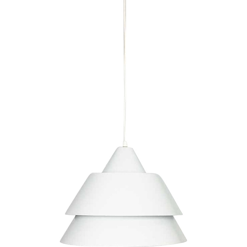 Candeeiro suspenso de metal branco Vintage de Jo Hammerborg para Fog e Morup, 1960