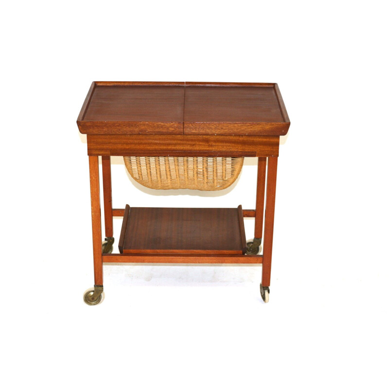 Vintage mahogany sewing table, Denmark 1960