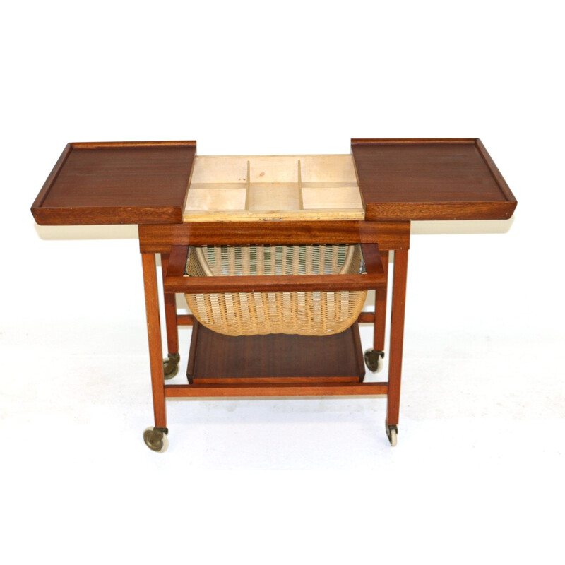 Vintage mahogany sewing table, Denmark 1960