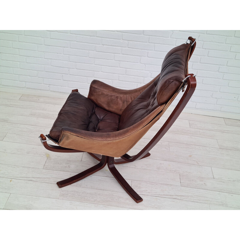 Norwegian vintage leather lounge chair by Sigurd Ressell for Vatne Møbler