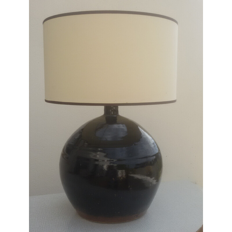 Vintage table lamp in black sandstone - 1960s