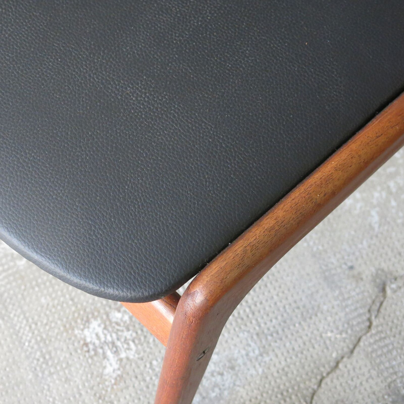 Scandinavian vintage chair in teak and black leatherette by Ejvind A. Johansson for Ivan Gern Møbelfabrik, 1966